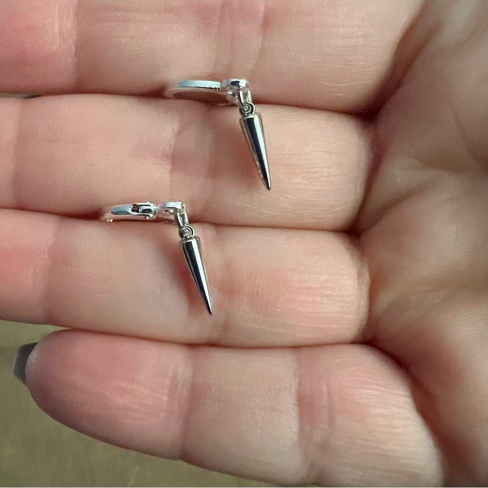 silver stud huggie hoop earrings